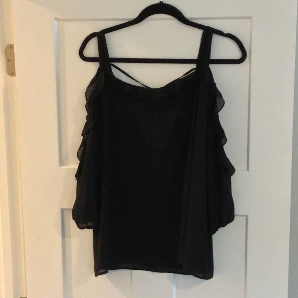 Chiffon Cold Shoulder 3/4 Sleeve Top